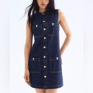 Denim Dress Dark Denim Size Small 100% Cotton